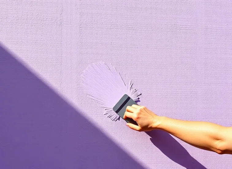 Application d'un enduit décoratif à la lisseuse sur un mur